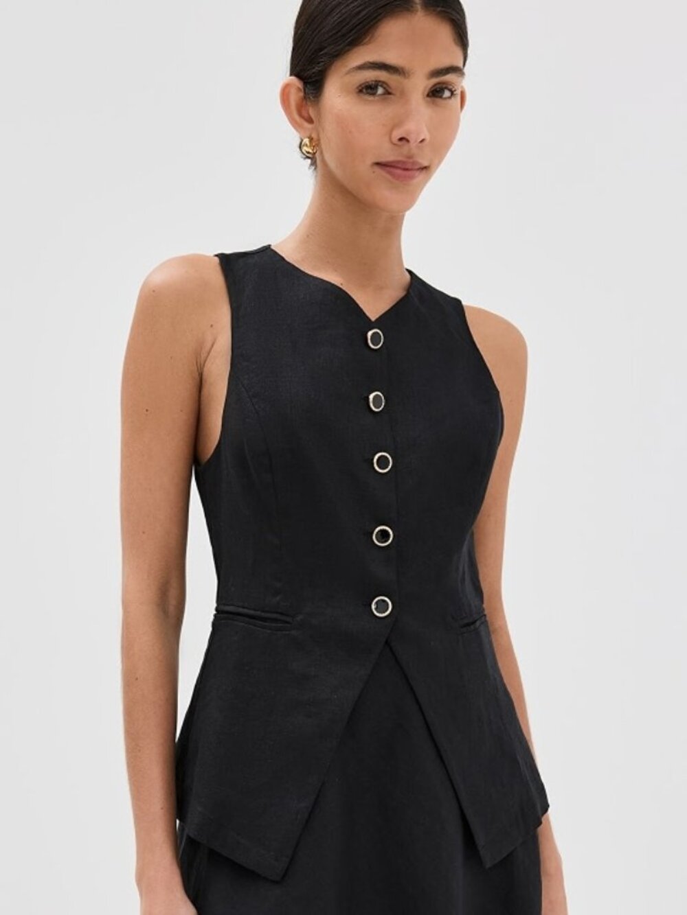 Reformation Aspen Linen Top in Black Size 8